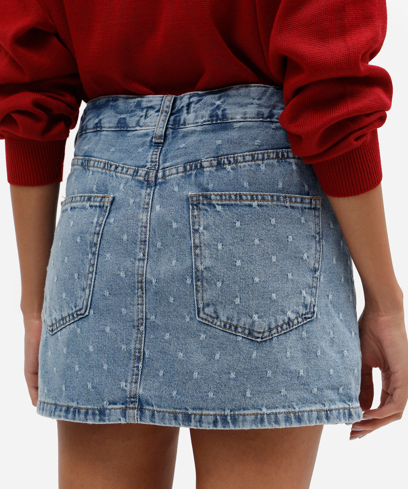 short saia feminino jeans cintura média azul