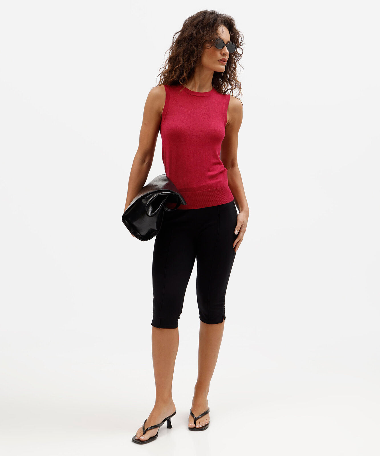 colete de tricô feminino alongado gola redonda rosa