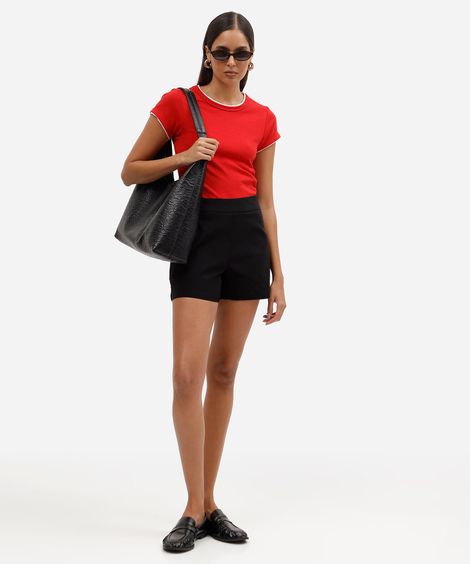short de alfaiataria feminino cintura alta preto