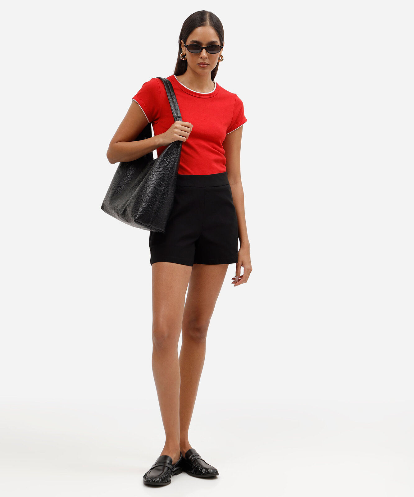 short de alfaiataria feminino cintura alta preto