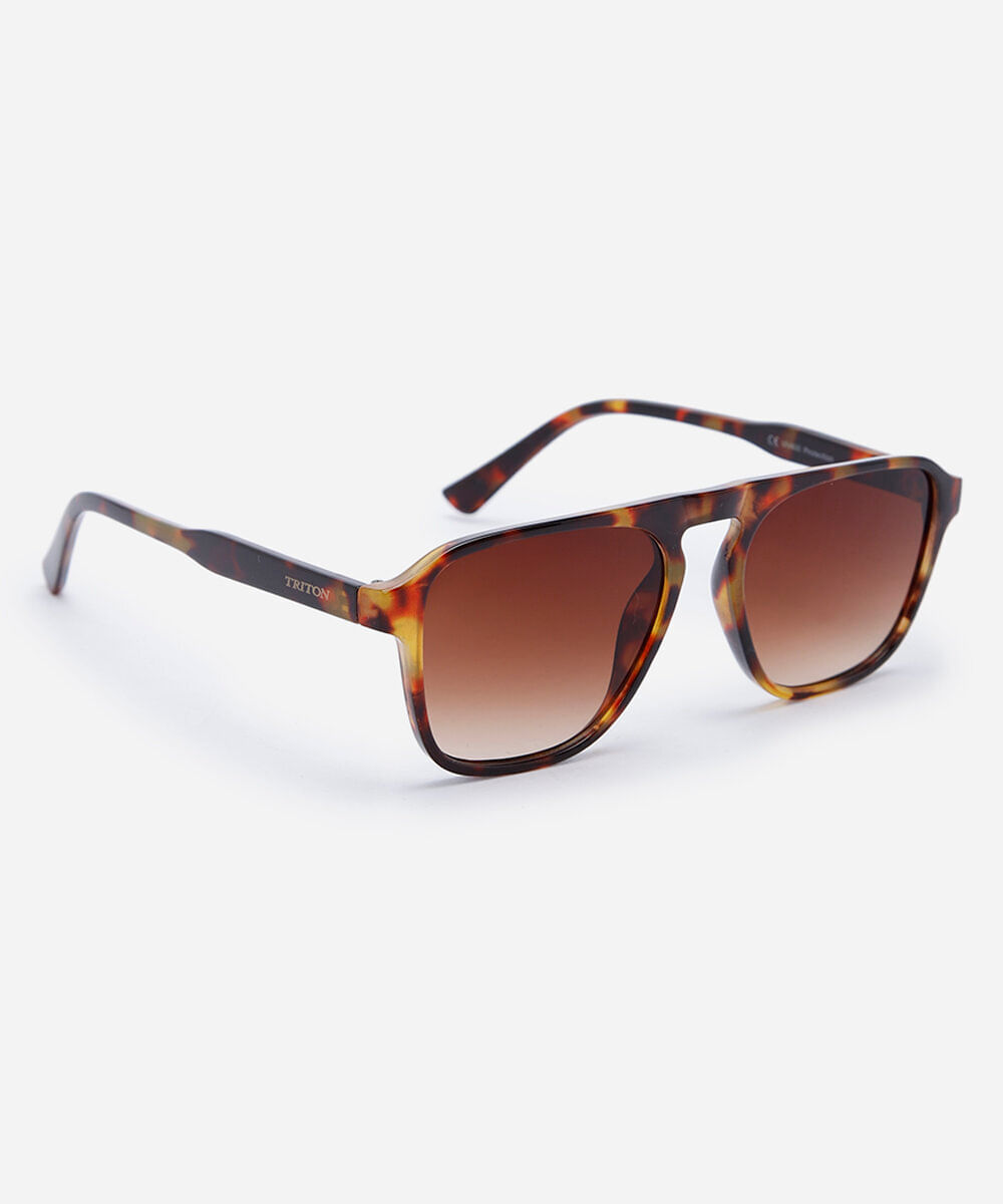 óculos de sol masculino quadrado de acetato tartaruga triton marrom