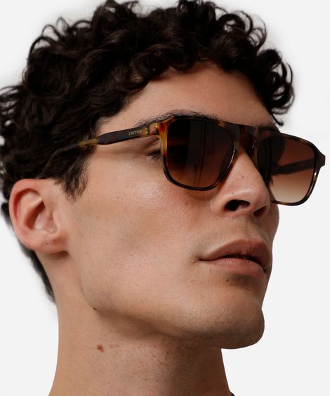 óculos de sol masculino quadrado de acetato tartaruga triton marrom