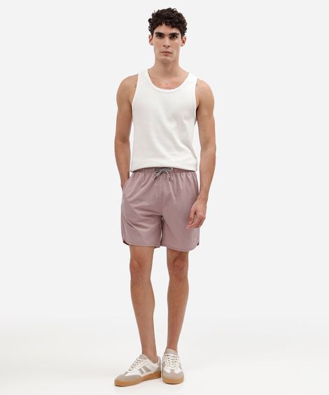 short masculino com cós elástico rosa