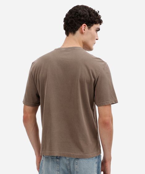 camiseta masculina de algodão manga curta estampada estonada marrom