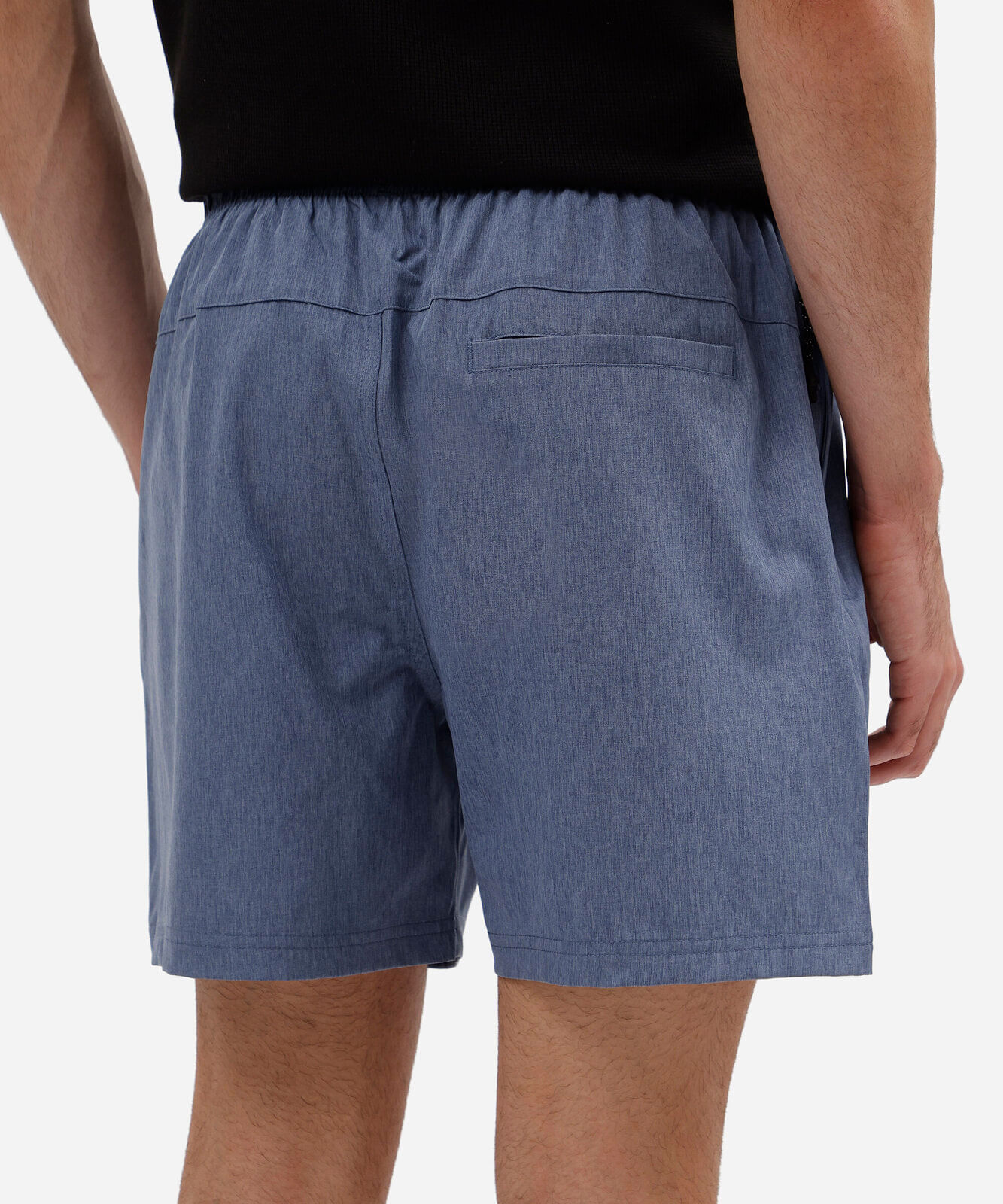 short masculino bolso com zíper cós elástico azul