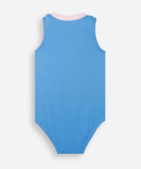 maiô infantil com recorte e zíper azul