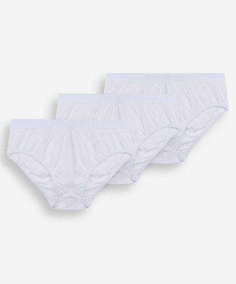 kit de 3 cuecas slip masculinas em algodão peruano branco