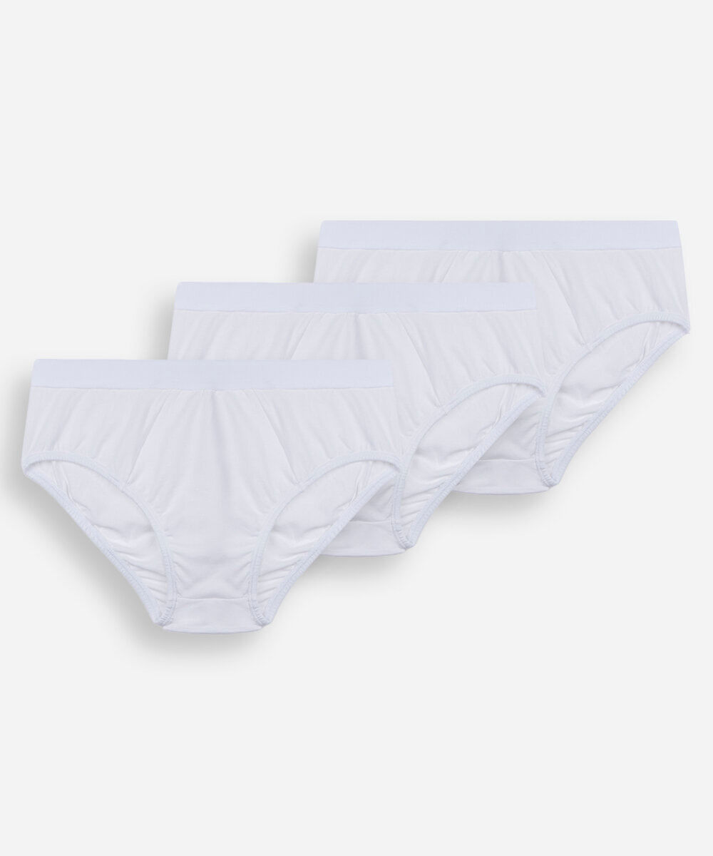 kit de 3 cuecas slip masculinas em algodão peruano branco