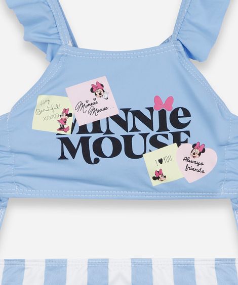 biquíni infantil listrado minnie e proteção uv azul