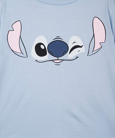 pijama curto infantil de algodão com máscara stitch azul