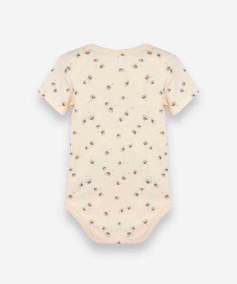 body infantil de algodão manga curta abelhas amarelo