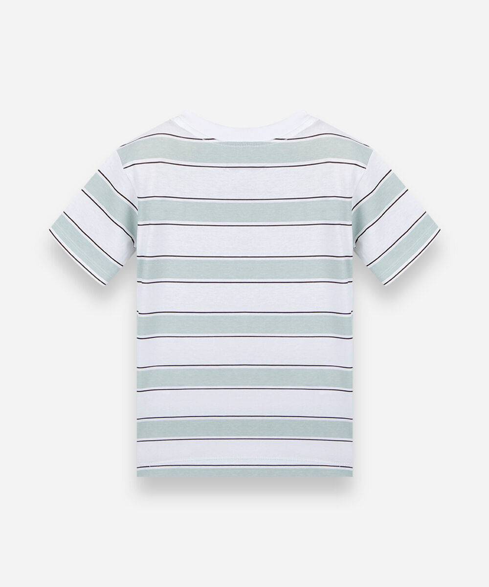 camiseta infantil de algodão manga curta listrada minecraft off white