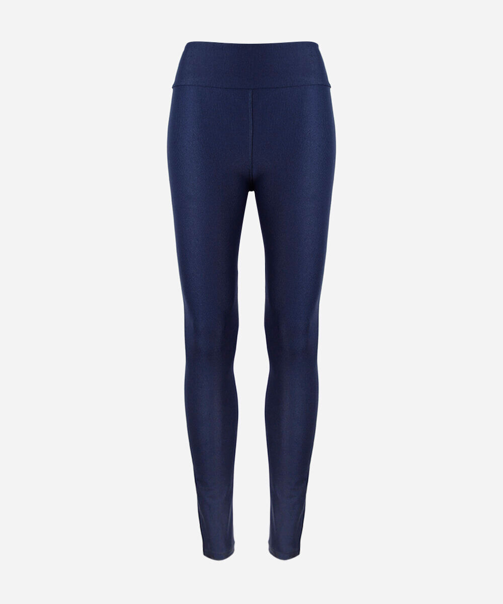 calça legging esportiva juvenil de poliamida com bolso azul