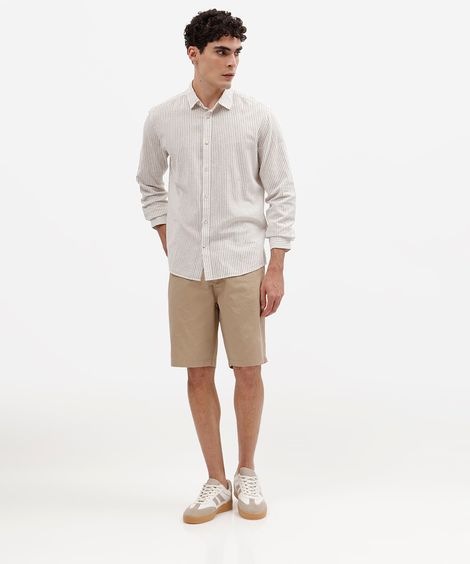 bermuda masculina reta chino bege