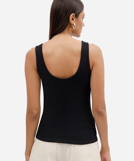 regata feminina de viscose canelada preta