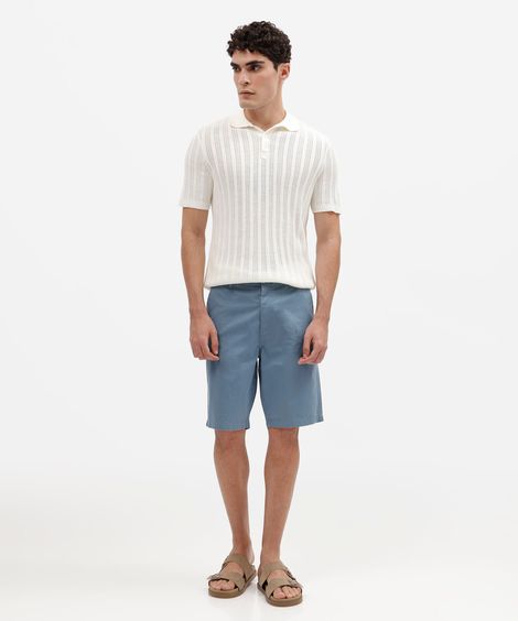 bermuda masculina reta chino azul