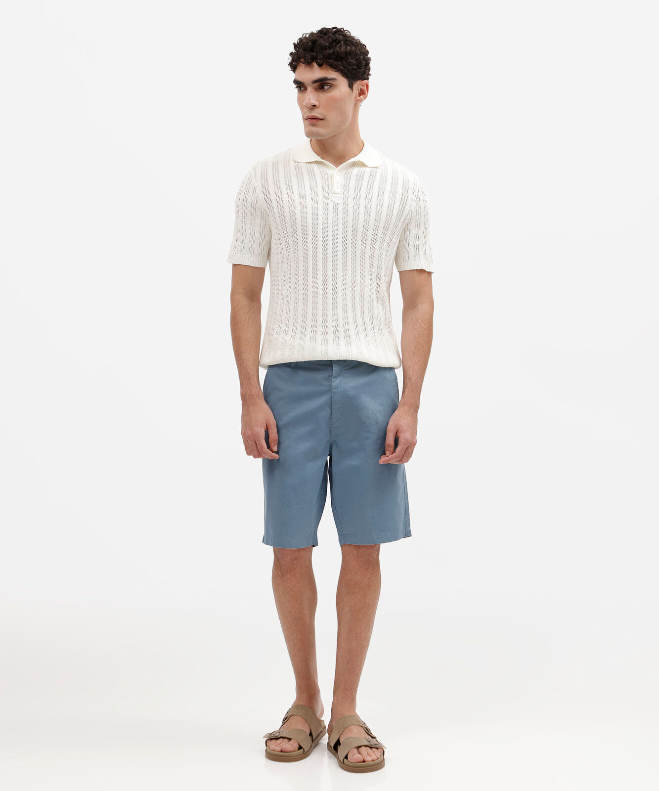 bermuda masculina reta chino azul