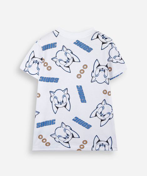 kit de 2 camisetas infantis de algodão manga curta sonic off white