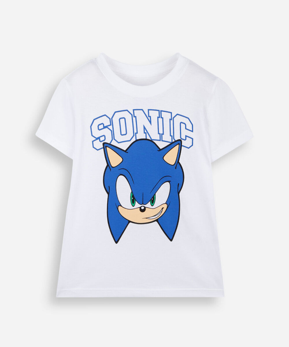 kit de 2 camisetas infantis de algodão manga curta sonic off white