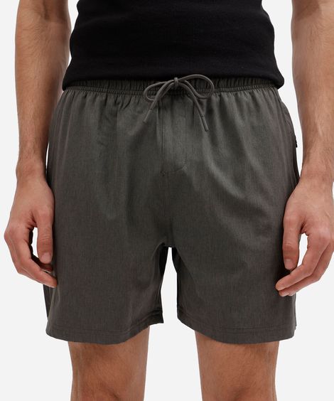short masculino bolso com zíper cós elástico preto