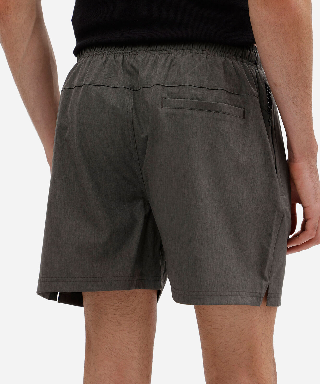 short masculino bolso com zíper cós elástico preto