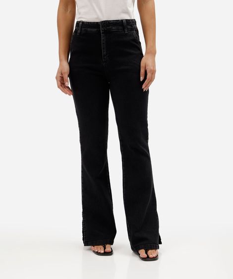 calça boot cut petit feminina jeans sawary preta