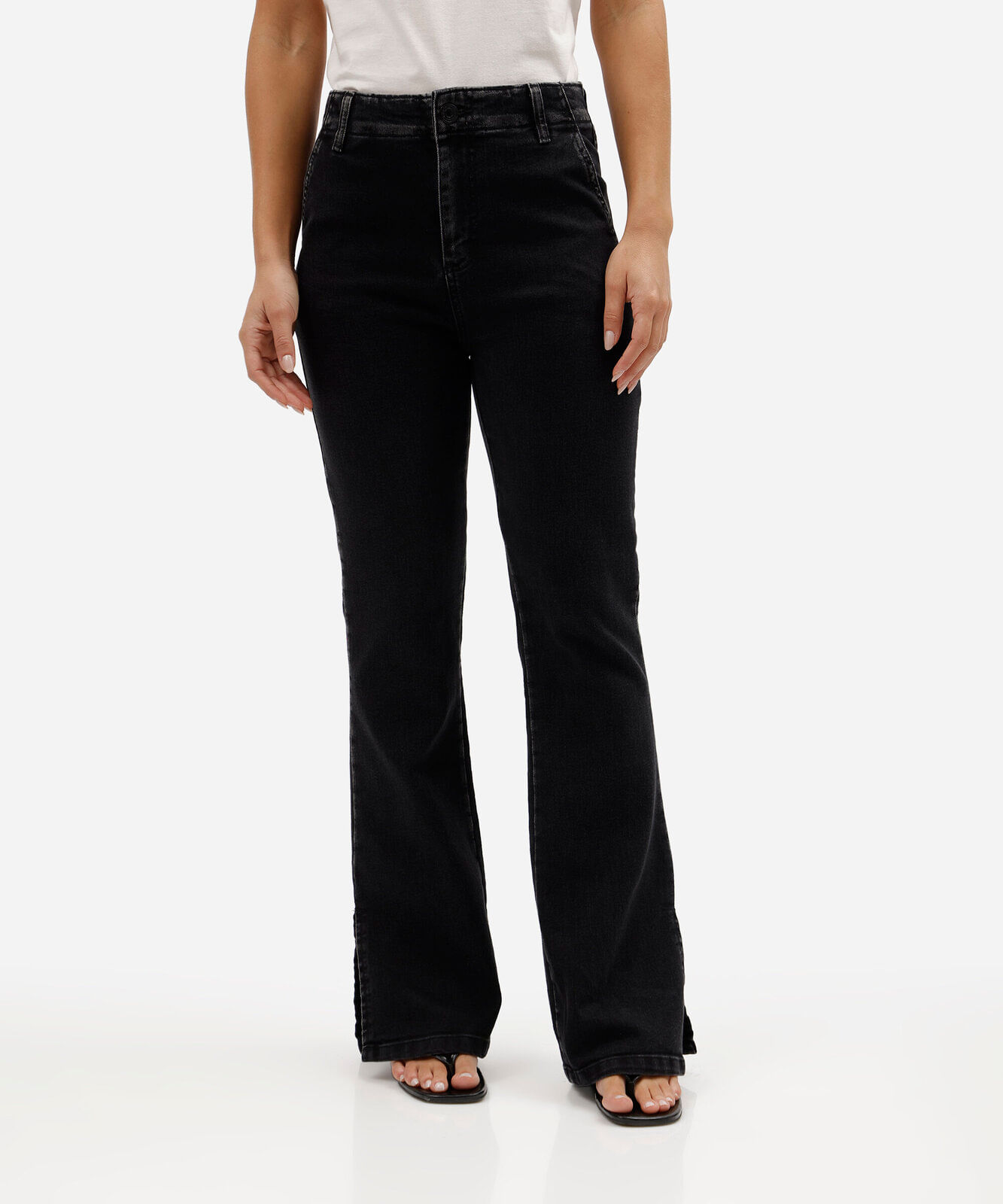 calça boot cut petit feminina jeans sawary preta