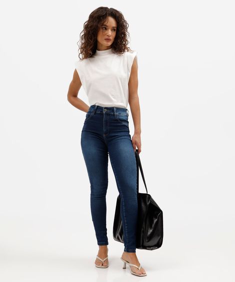 calça cigarrete feminina jeans sawary azul