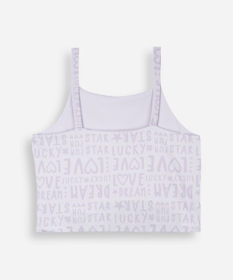 top cropped infantil estampado lilás