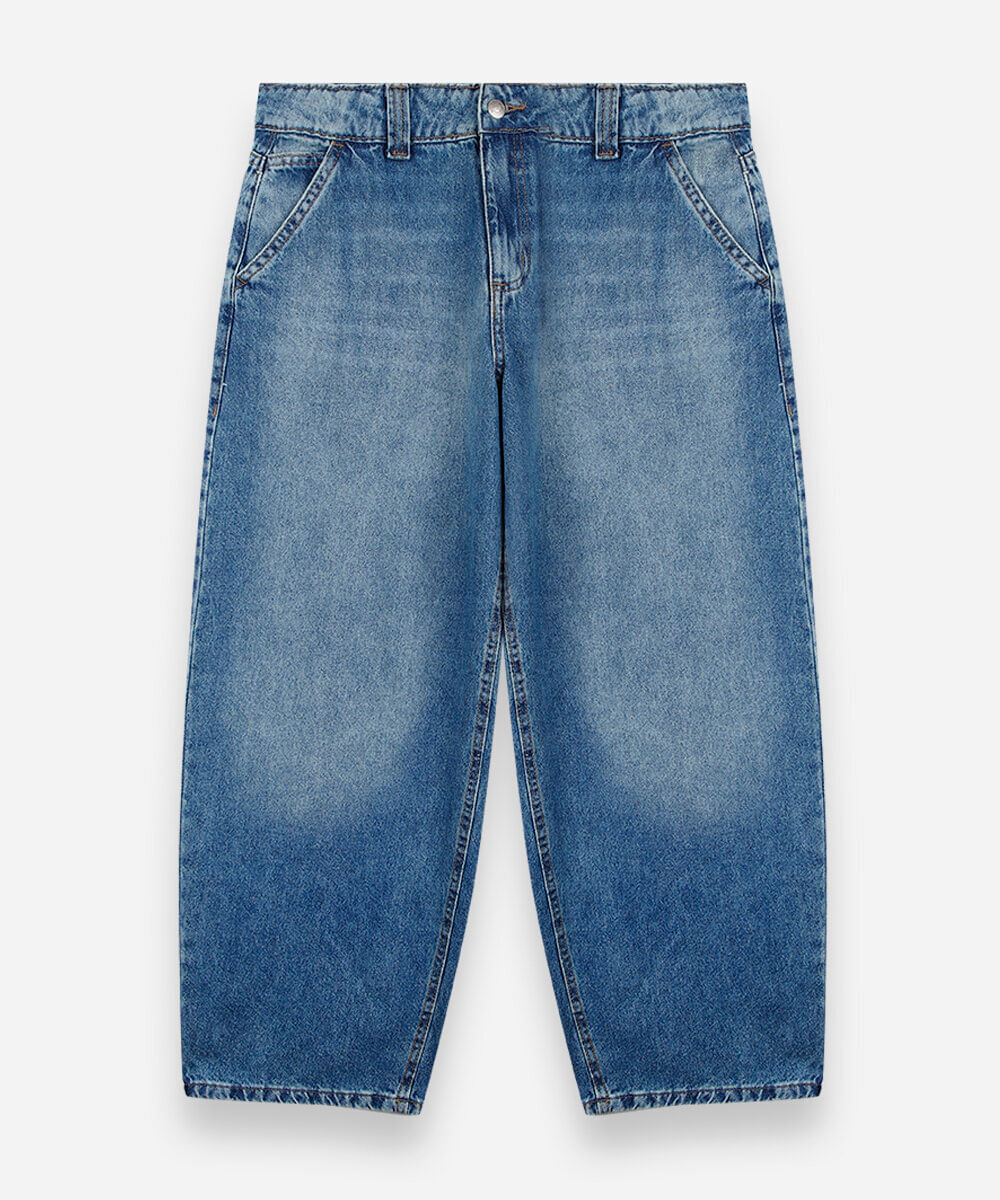 calça baggy juvenil jeans azul
