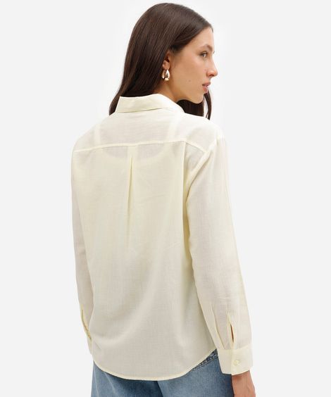 camisa feminina de algodão manga longa amarela