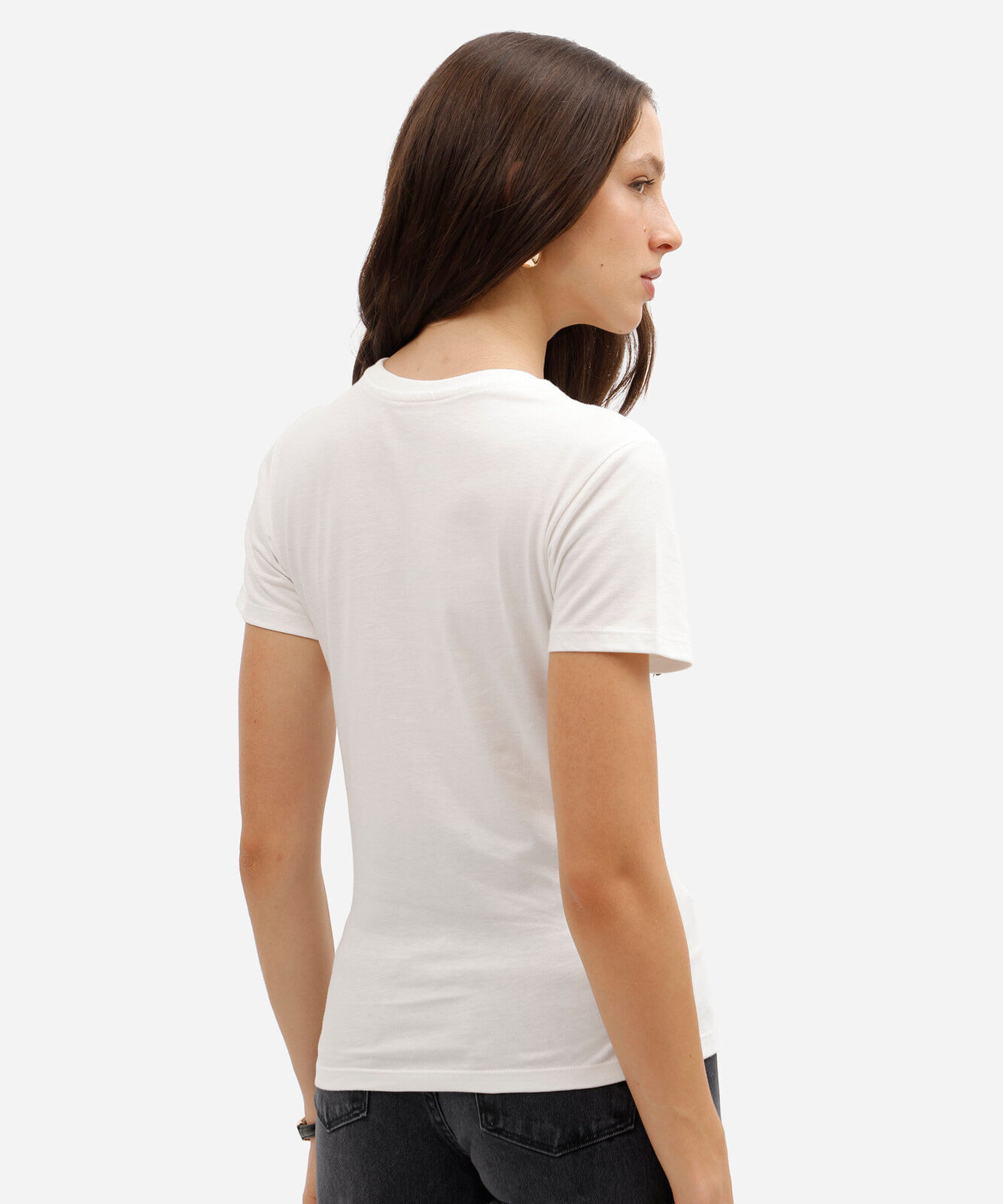 camiseta feminina de algodão manga curta demon slayer off white