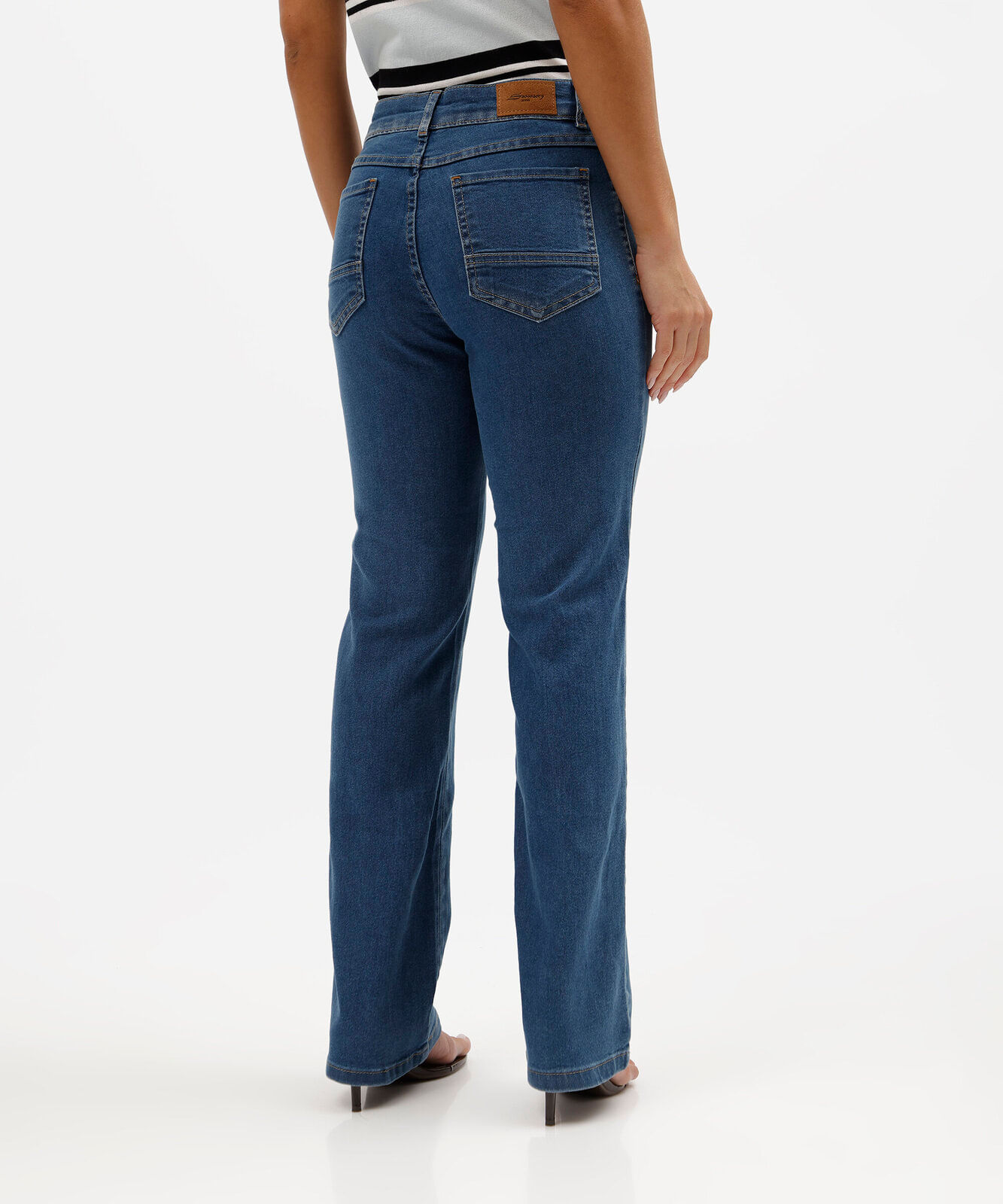 calça reta feminina jeans sawary azul