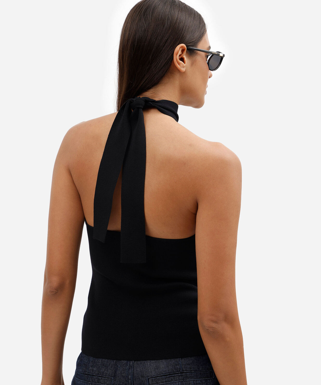 blusa feminina de tricot frente única gola alta preta