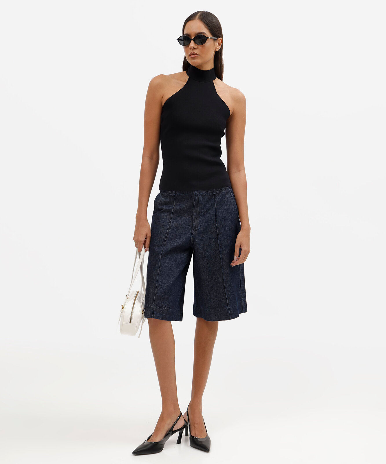 blusa feminina de tricot frente única gola alta preta