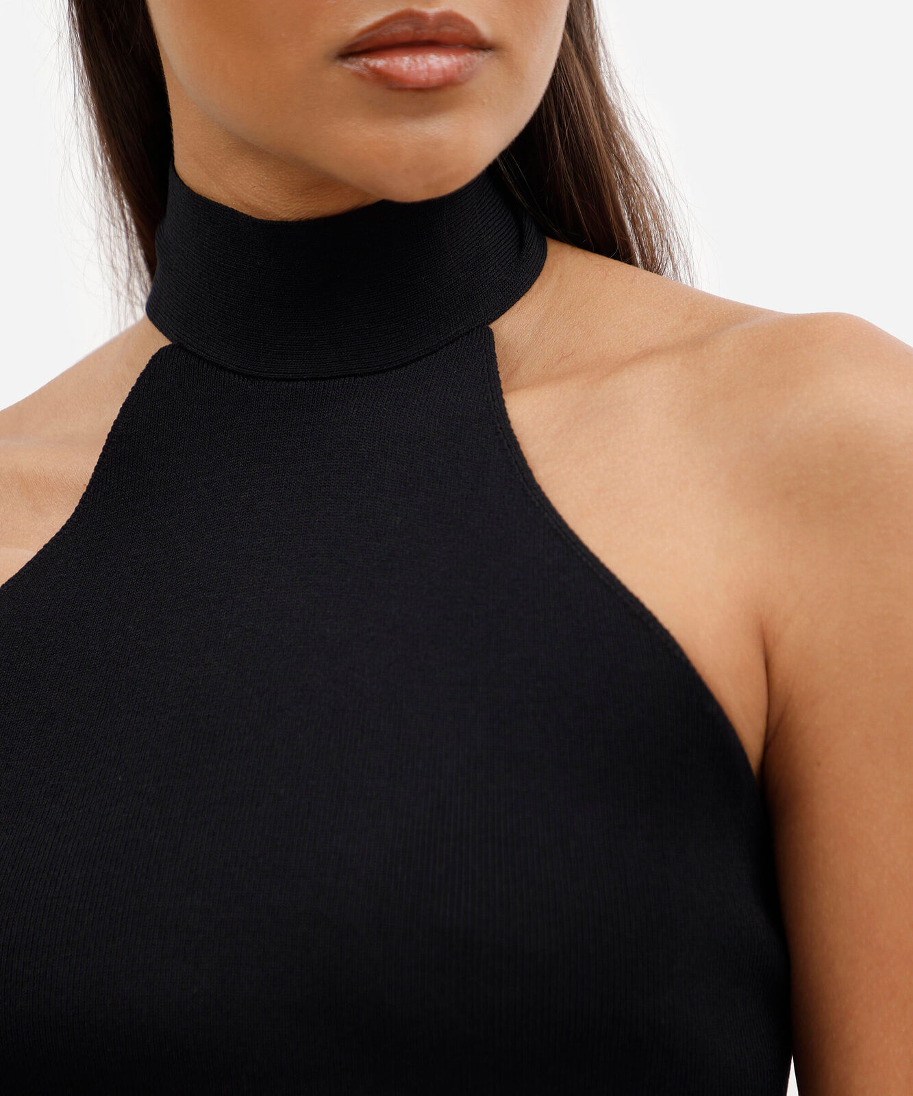 blusa feminina de tricot frente única gola alta preta
