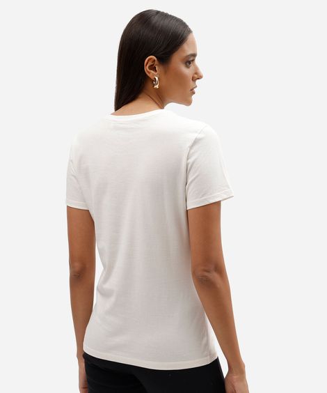 camiseta feminina de algodão manga curta mickey mouse off white