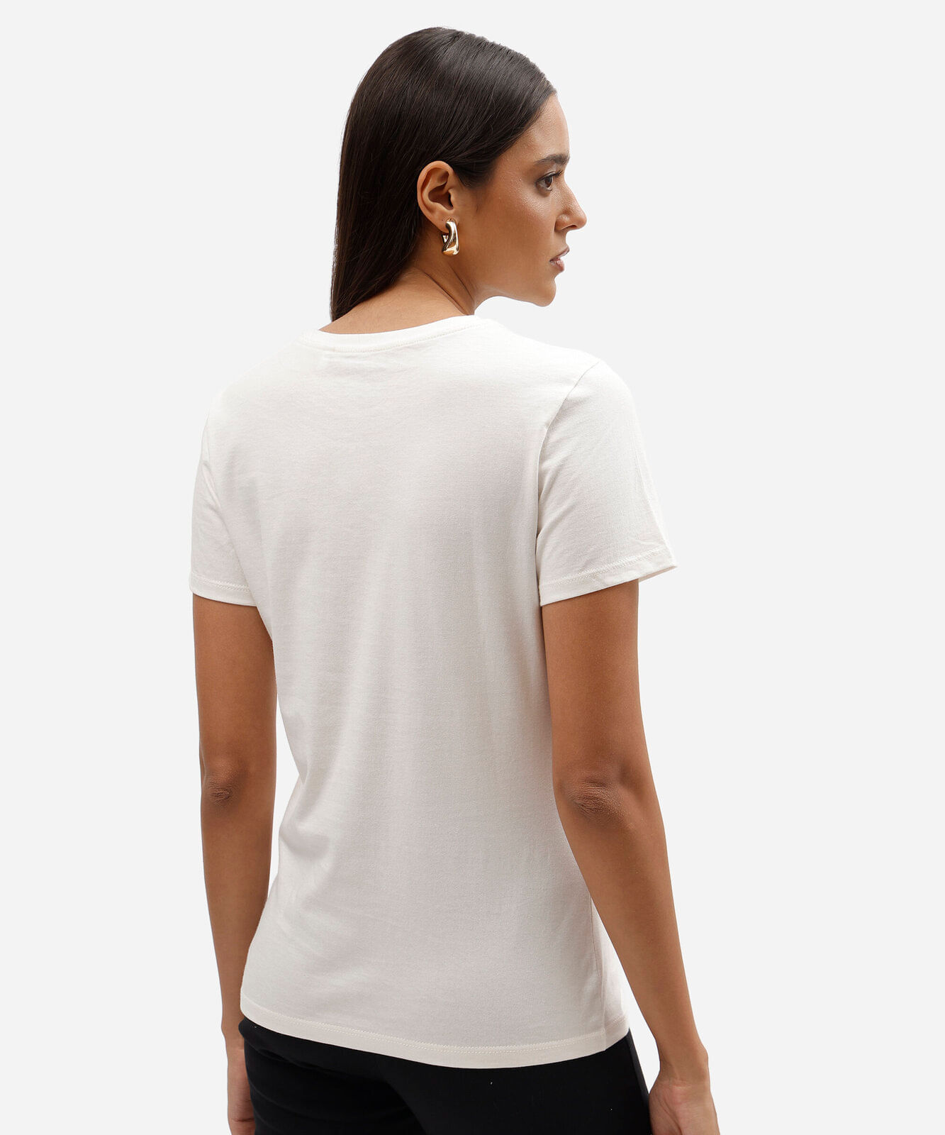 camiseta feminina de algodão manga curta mickey mouse off white