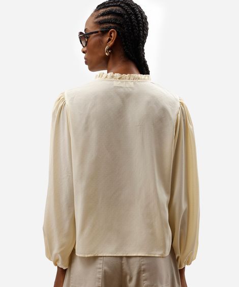 blusa feminina manga longa texturizada amarela
