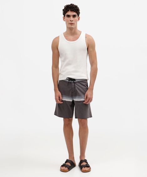 short boardshort masculino com listras preto