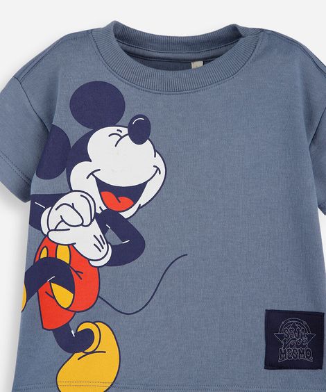 conjunto infantil curto listrado julia faria e mickey e amigos azul