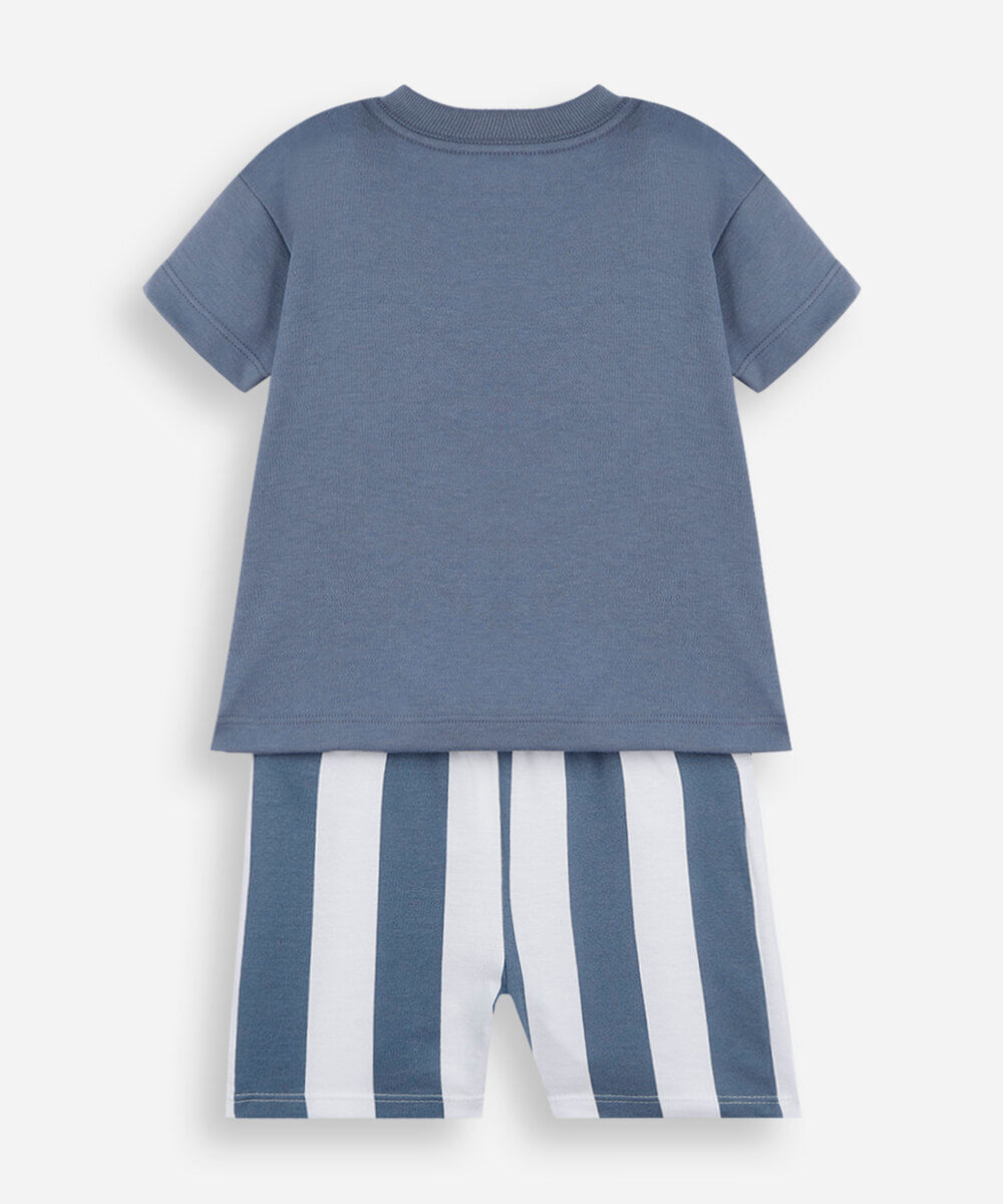 conjunto infantil curto listrado julia faria e mickey e amigos azul