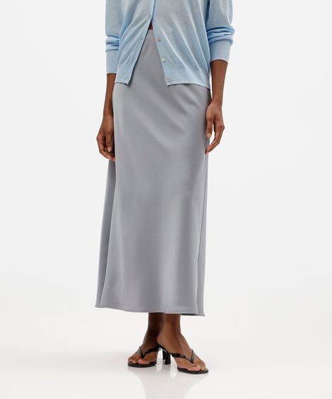 saia midi feminina acetinada cinza