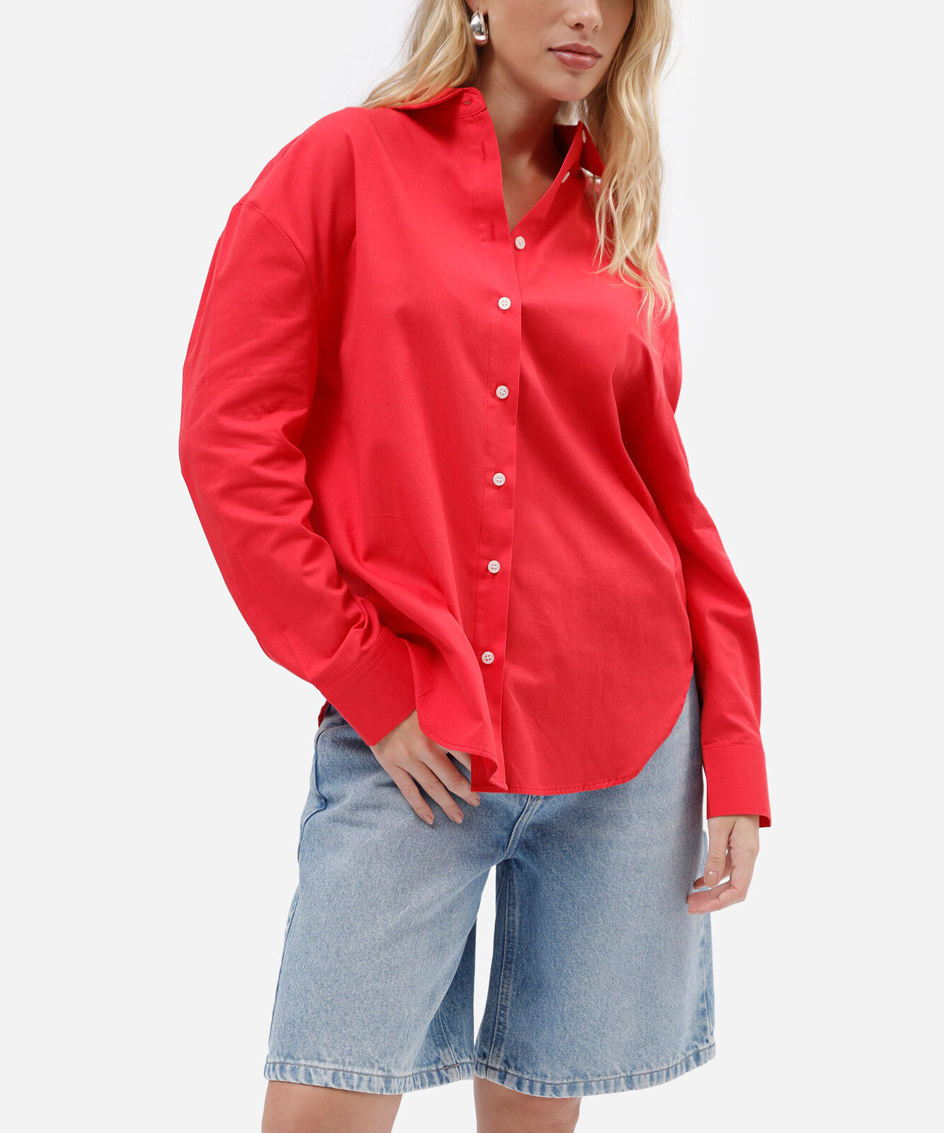 bermuda feminina jeans cintura média azul