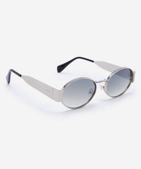 óculos de sol feminino redondo de metal triton prata