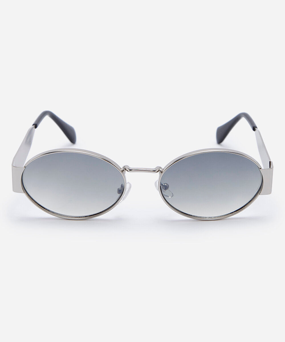 óculos de sol feminino redondo de metal triton prata