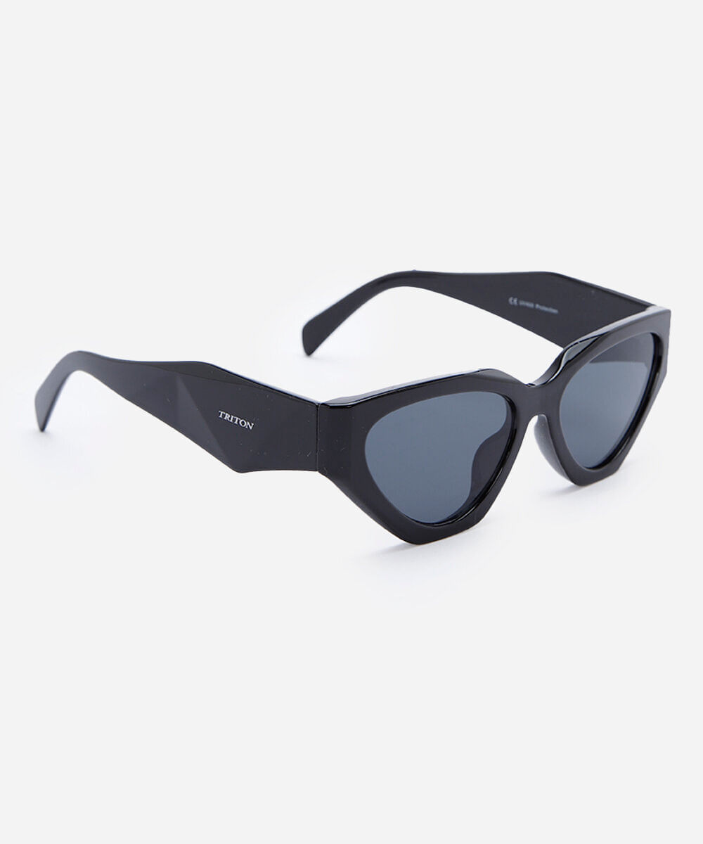 óculos de sol feminino gatinho de acetato triton preto
