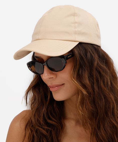 boné feminino básico de sarja com aba curva bege