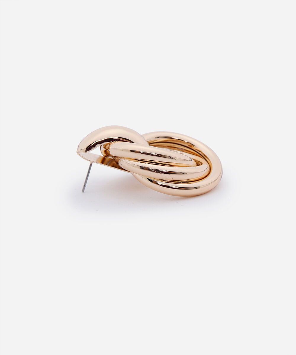 brinco botão elos dourado