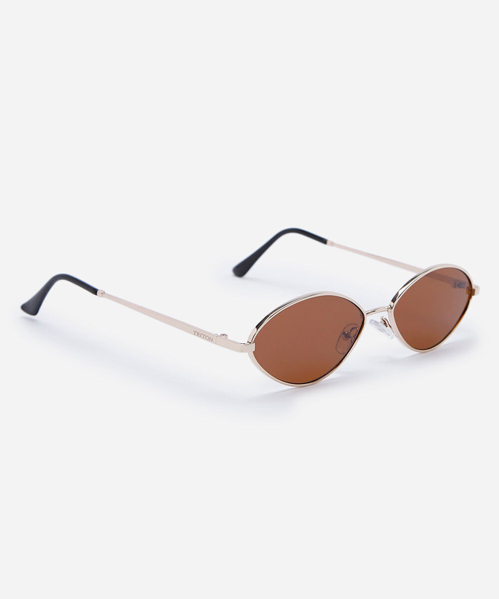 óculos de sol feminino gatinho de metal triton dourado